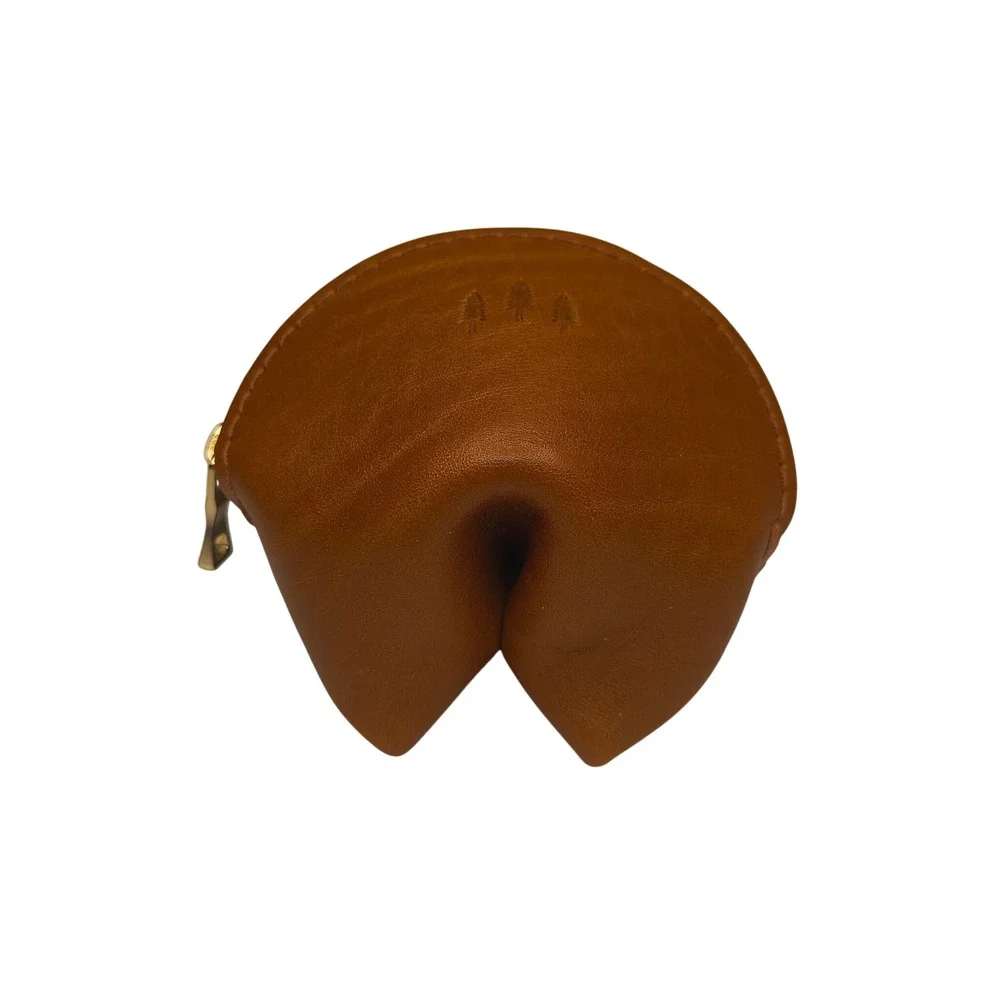 Portland Leather Goods Fortune Cookie Pouch Honey Brown Leather Zip NEW